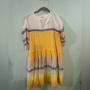 Lemlem by Liya Kebede Yellow Striped Tunic Dress XS Boho Cotton Ethiopia